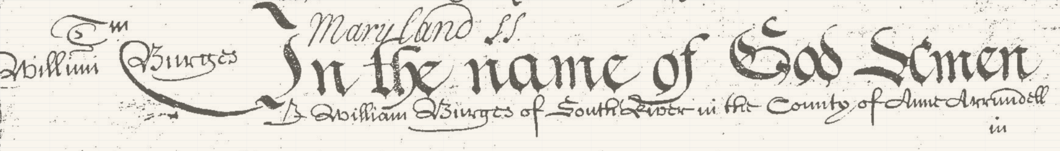 Heading of William Burgess’s will
